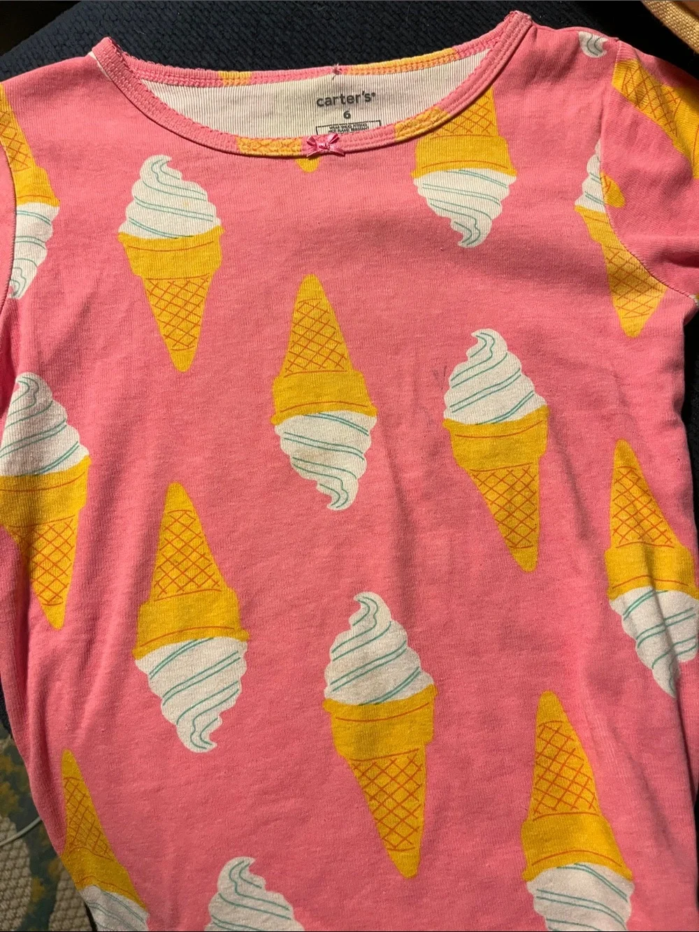 Carter's Pink Short Sleeve Tee with Yellow Ice Cream Cone Print